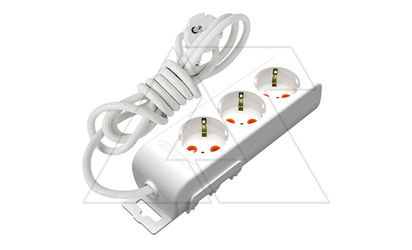 Купить Ri-tech - Удлинитель 3x2P+E, нем. ст., со шторками, кабель 3x1,5мм², 3м, белый фото