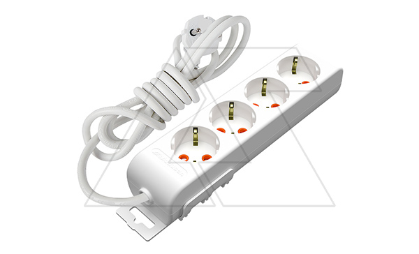 Купить Ri-tech - Удлинитель 4x2P+E, нем. ст., со шторками, кабель 3x1,5мм², 2м, белый фото