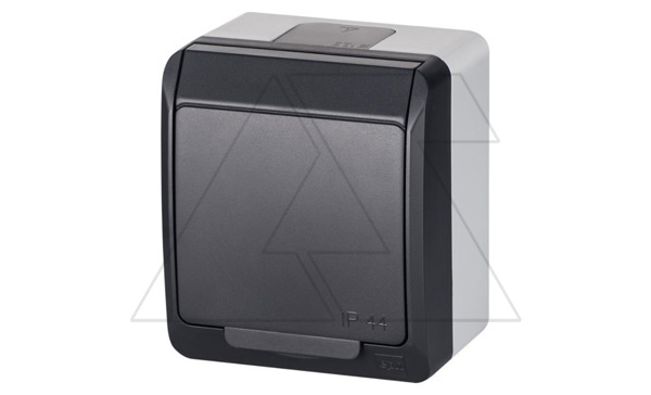 Купить HERMES - Розетка 2P+E, 16A/250V, с крышкой, IP44, антрацит фото