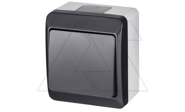 Купить HERMES - Выключатель/переключатель на 2 направления, 10A/250V, IP44, антрацит фото