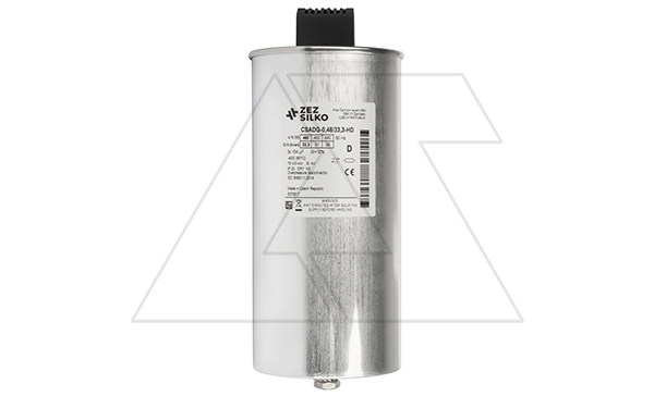 Купить Конденсатор CSADG-0,48/33,3-HD, трехфазный, 33,3kVAr(480VAC), 28kVAr(440VAC), MKP заполненный газом, клеммник S=25mm², тяжелый режим, IP20 ZEZ Silko фото