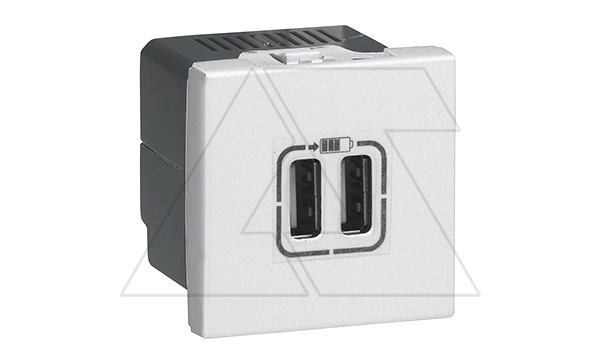 Купить Mosaic - Розетка 2xUSB Type A, 2М, 5V, 2400mA, винт. зажимы, алюминий фото