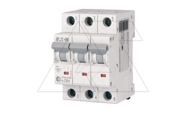 Купить Авт. выключатель HL-C6/3, 3P, 6A, хар-ка C, 4.5kA, 3M Eaton фото