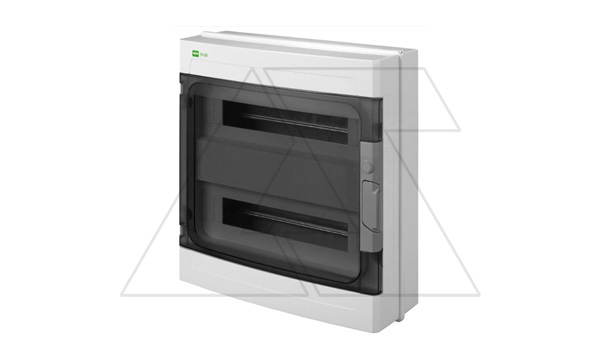 Купить Щит навесной EP-LUX 2x18M, N/PE 3x 8x16+6x10mm2, дымчатая пласт. дверь, светло-серый RAL7035, 430x410x151mm, IP65 фото