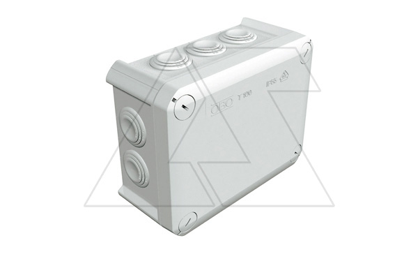 Купить Коробка распред. T 100, без клемм, IP66, 150х116х67мм, 10 вводов М25, Halogen Free, UV-resistant, серый, полипропилен OBO-Bettermann фото