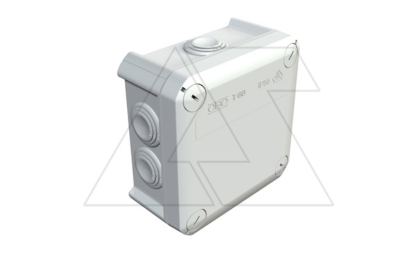 Купить Коробка распред. T 60 OE, без клемм, IP66, 114x114x57мм, без вводов, Halogen Free, UV-resistant, серый, полипропилен OBO-Bettermann фото