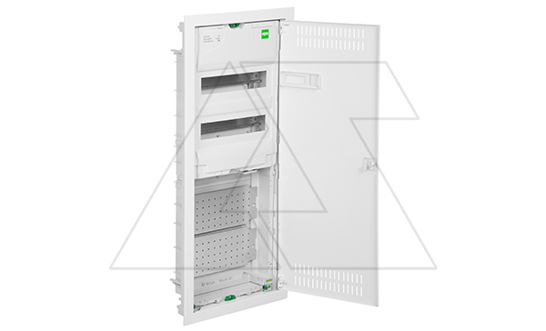Купить Щит встраив. MSF TWIN RP комбинированный, 2*12M+2xМП перф., N/PE-шинки, 1xSCHUKO, мет. дверь, белый RAL9016, 853x358x94mm, IP30 фото