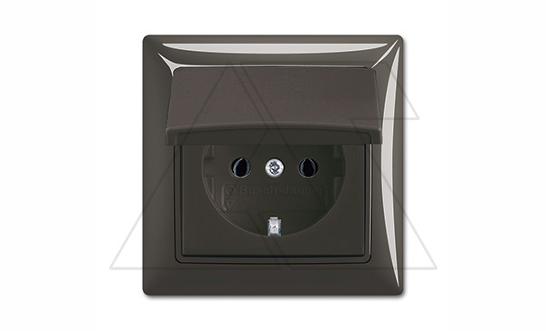 Купить Basic 55 - Розетка 2P+E нем. стд. с крышкой и рамкой, IP 44 (шато-черный) ABB фото