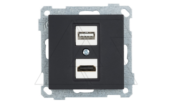 Купить 21 - Розетка HDMI + USB Type A, для передачи данных, черный мат фото