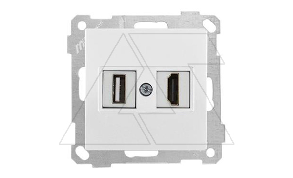 Купить 21 - Розетка HDMI + USB Type A, для передачи данных, белый Mutlusan фото