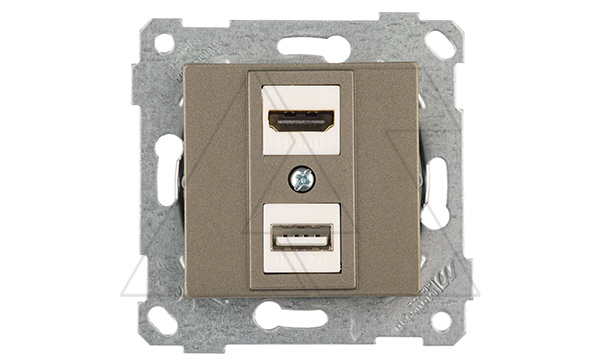Купить Rita - Розетка HDMI + USB Type A, для передачи данных, антрацит фото