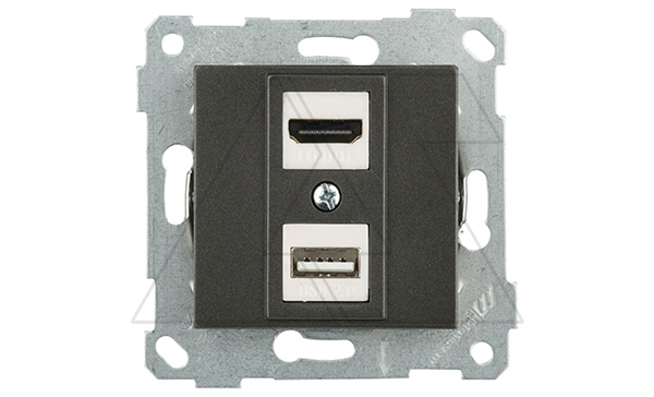 Купить Rita - Розетка HDMI + USB Type A, для передачи данных, дымчатый фото