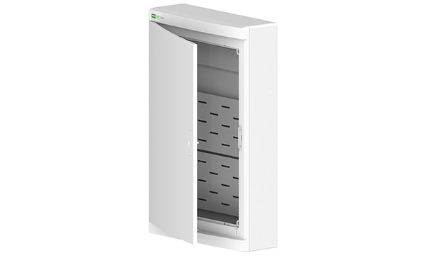 Купить Щит навесной ELEGANT мультимед, патч-панель, 1xSCHUKO, 2xМП, белая пласт. дверь, белый RAL9003, 310x475x104 mm, IP40 Elektro-Plast фото