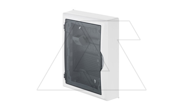 Купить Щит навесной ECO BOX мультимед, TS35+1x МП перф.118x270mm, дымчатая пласт. дверь, белый RAL9003, 434x354x105mm, IP40 фото