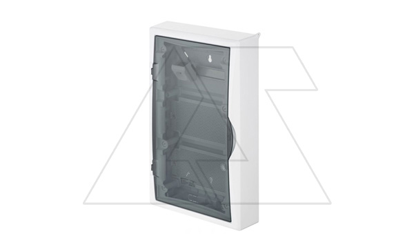 Купить Щит навесной ECO BOX мультимед, TS35+2x МП перф.118x270mm, дымчатая пласт. дверь, белый RAL9003, 560x354x107mm, IP40 фото
