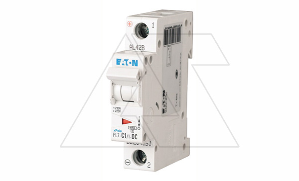 Купить Авт. выключатель PL7-C1/1-DC, 1P, 1A, хар-ка C, 10kA, 250VDC, 1M Eaton фото