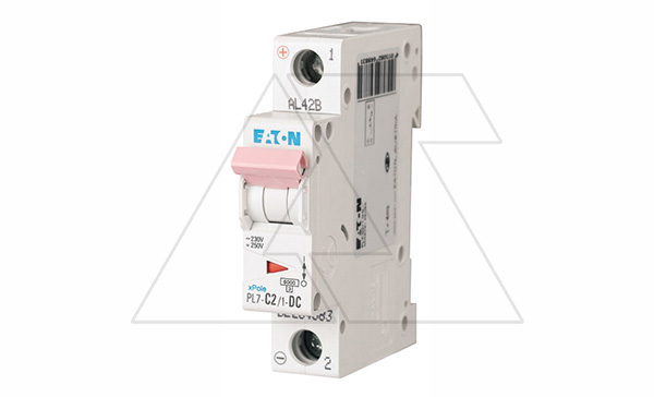 Купить Авт. выключатель PL7-C2/1-DC, 1P, 2A, хар-ка C, 10kA, 250VDC, 1M Eaton фото