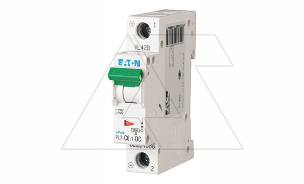 Купить Авт. выключатель PL7-C6/1-DC, 1P, 6A, хар-ка C, 10kA, 250VDC, 1M Eaton фото