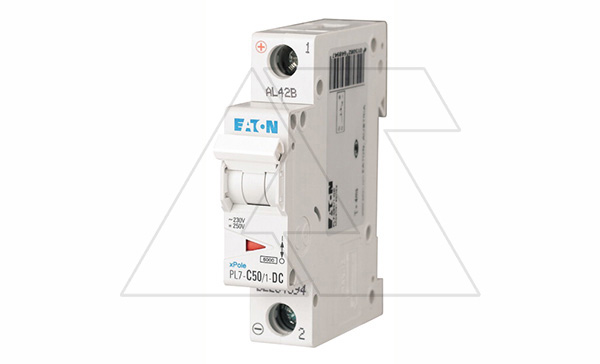 Купить Авт. выключатель PL7-C50/1-DC, 1P, 50A, хар-ка C, 10kA, 250VDC, 1M фото