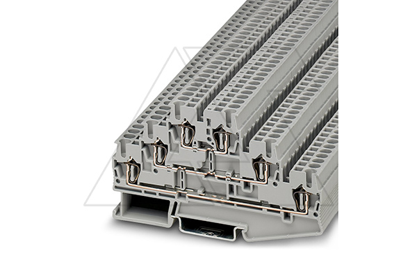 Купить Клемма многоярусная ST 2,5-3L /5,2mm, пружинная, 6 присоед., 2,5(max 4)mm2, 20A, 500V, серая Phoenix Contact фото