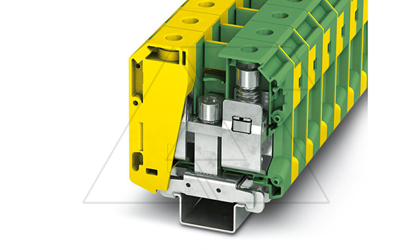 Купить Клемма защитного проводника UKH 70-PE/S /20,3mm, винтовая, 2 присоед., 70(max 95)mm2, желто-зеленая Phoenix Contact фото