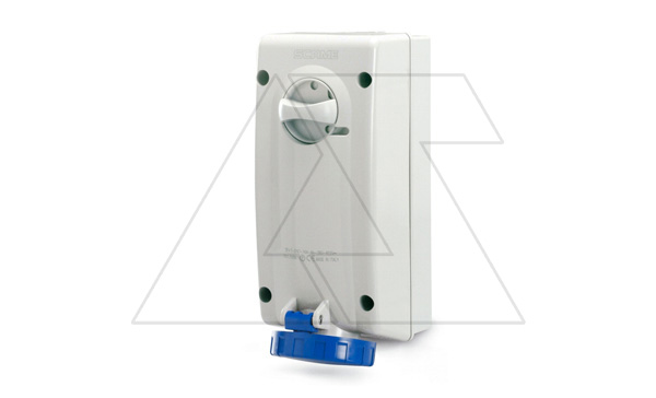 Купить Пост комплектный настенный с розеткой с мех. блокировкой 16A, 2P+E 6h, 200_250VAC 50/60Hz, IP66/IP67, серия ADVANCE2 фото