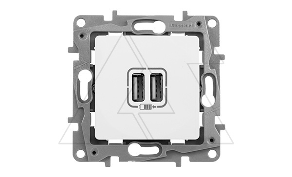 Купить Etika - Зарядное устройство с двумя USB Type A, 240V/5V, 2400мА. (белый) фото