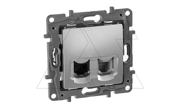 Купить Etika - Розетка RJ11+RJ45 5E UTP (алюминий) Legrand фото