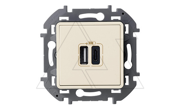 Купить Inspiria - Зарядное устройство с двумя USB-разъемами Type A + Type C, 3000mA, 5В (сл.кость) фото
