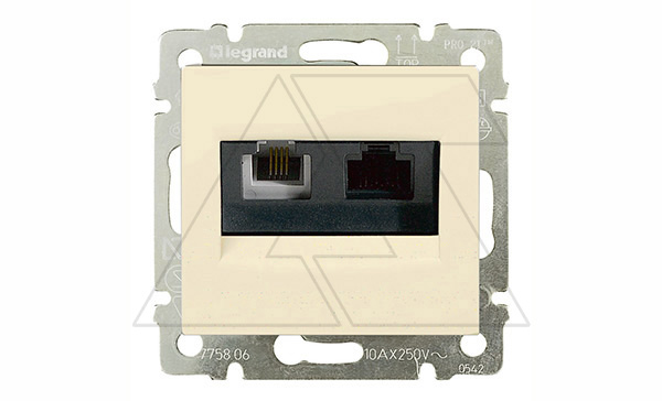 Купить Valena - Розетка двойная RJ-45 UTP CAT6E+RJ11, сл.кость (инд. упаковка) фото