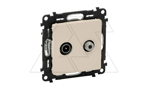 Купить Valena Life - Розетка TV-SAT проходная 1,5dB/14dB, 5-862MHz/950-2400MHz, слоновая кость (инд.упак) фото
