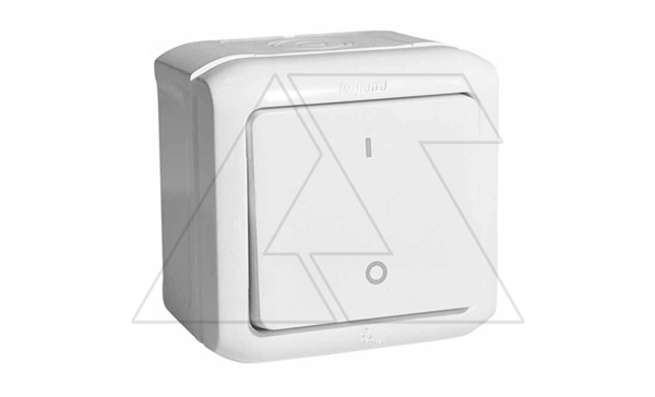 Купить Quteo - Выключатель двухполюсный IP44, накладной монтаж, винт. зажимы, белый фото