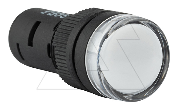 Купить Индикатор светодиодный моноблочный AD16-16C, белый, LED 220VAC/DC, 16mm, IP50 фото