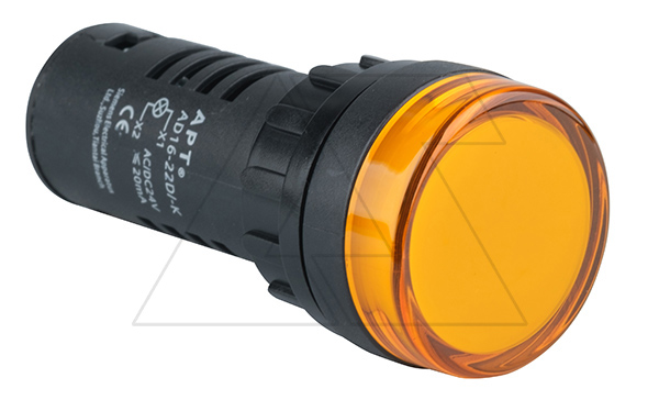 Купить Индикатор светодиодный моноблочный AD16-22D, желтый, LED 24VAC/DC, фильтр 5V, IP65, 22mm фото