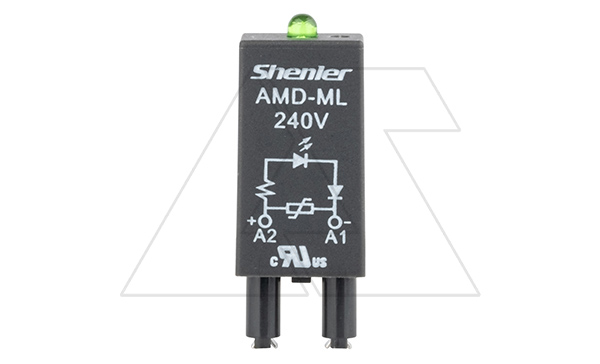 Купить Модуль AMD-ML, варистор + зеленый LED, 240VAC/DC, поляризация -А1/+А2, черный, для SRU, SKF14, SKC, SKB, STB, SRC*-E, SRB, GZT, GZM, GZS, GZMB, ES32 фото