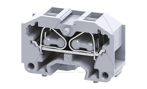 Купить Мини-клемма проходная модульная CM2.5S2 /10x30mm, монтаж на панель, пружинная, 4 присоед., 2,5(max 4)mm2, 24A, 500V, серая фото