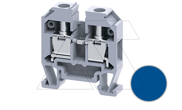 Купить Мини-клемма проходная CMT4BU /6x27mm, DIN15, винтовая, 2 присоед., 4(max 6)mm2, 32A, 500V, синяя фото