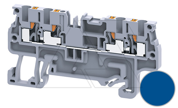 Купить Клемма проходная CP1.5/4BU /3,5x66,9mm, push-in, 4 присоед., 1,5(max 2,5)mm2, 15A, 600V, синяя фото