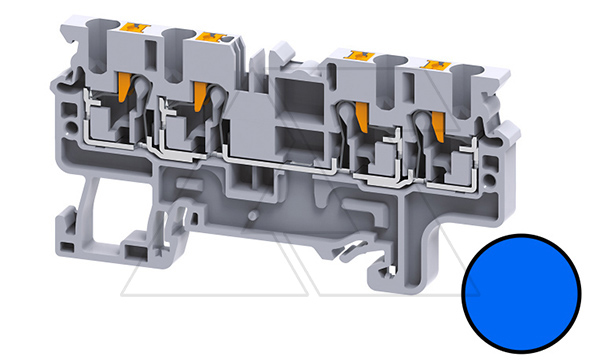 Купить Клемма проходная CP2.5/4BU /5x74,7mm, push-in, 4 присоед., 2,5(max 4)mm2, 24A, 1000V, синяя фото