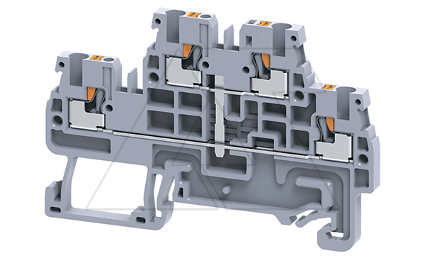 Купить Клемма двухъярусная CPDL1.5(I.S) /3,5x67,2mm, push-in, со связью потенциала, 4 присоед., 1,5(max 2,5)mm2, 16A, 500V, серая фото
