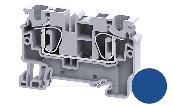 Купить Клемма проходная CX6BU /8x62,1mm, пружинная, 2 присоед., 6mm2, 41A, 1000V, синяя фото