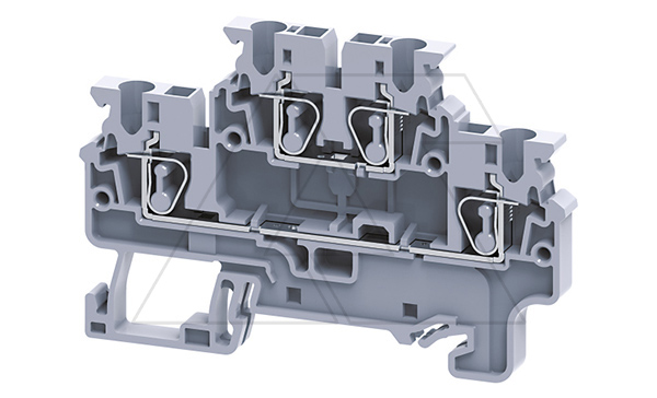 Купить Клемма двухъярусная CXDL2.5 /5x72,7mm, пружинная, 4 присоед., 2,5(max 4)mm2, 24A, 1000V, серая фото