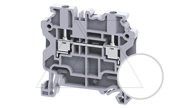 Купить Клемма проходная CY2.5W /5x50mm, винтовая, 2 присоед., 2,5(max 4)mm2, 24A, 1000V, белая фото