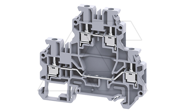 Купить Клемма двухъярусная CYDL2.5 /5x70,5mm, винтовая, 4 присоед., 2,5(max 4)mm2, 24A, 500V, серая фото