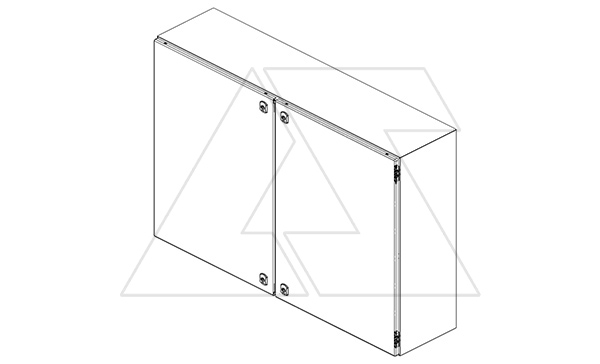 Купить Щит DM моноблочный 600x800x300мм (ВхШхГ) навесной с монт. панелью, 2 глухих двери, 2 замка, 4 петли, RAL7035, IP54 фото