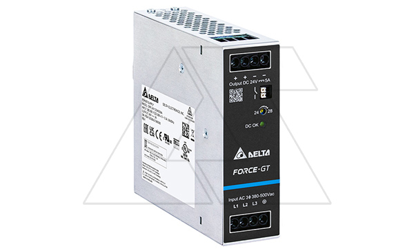 Купить Блок питания импульсный Force-GT, 120W, 5А, 3(2)х320(340)_575VAC (450_800VDC) / 24VDC, DIN35, реле DC OK, винт.клеммы, ал.корпус фото