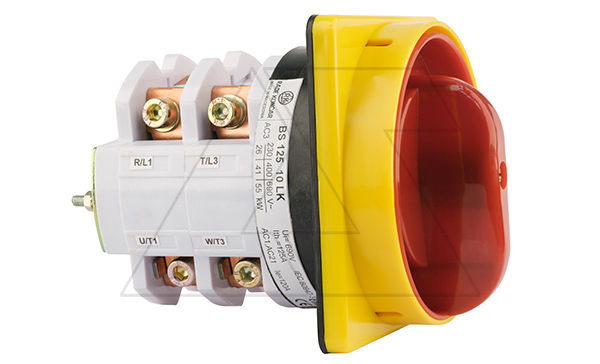 Купить Переключатель BS 125 10 LK, аварийный, 3P, 125A, тип 0-1, 41kW(400VAC по АС-23), на дверь, красная блокируемая в 0 рукоятка, фронт IP40 фото