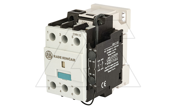 Купить Контактор CNN 32 10, 24VDC, 3P, 32A/(50A по AC-1), 15kW(400VAC), 1NO, Uk=24VDC, Iвтяг=5,2А, Iуд=0,12А фото