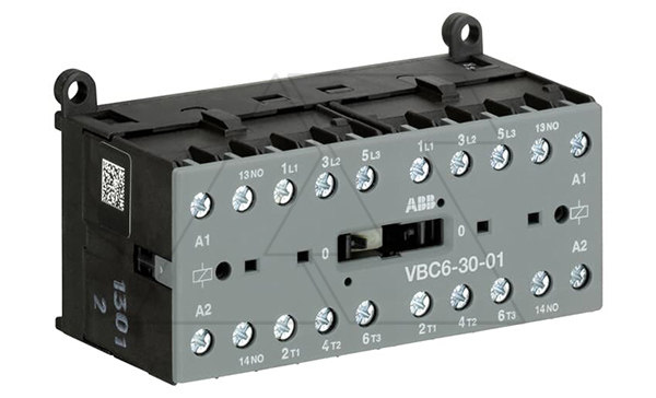 Купить Мини-контактор реверсивный VBC6-30-01-01 24VDC, 3NO 9A(20A-AC1) 4kW, всп.контакт 1NC (4A-AC15) фото