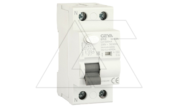 Купить УЗО GYL9-2P-63A-300mA, 2P, 63A, 6 kA, 300mA, тип A, 2M фото